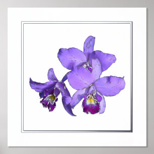 Left Silver Purple Orchid Group Print Poster