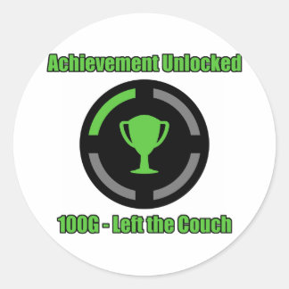 Left the Couch - Achievement Unlocked Classic Round Sticker