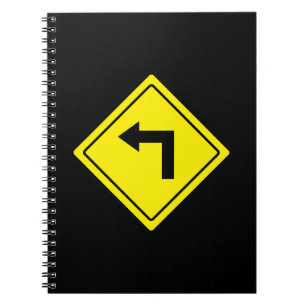Left Turn Arrow Traffic Sign Spiral Notebook