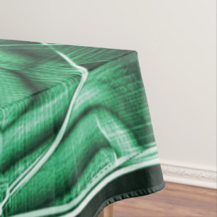 Leftover green acrylic strip, crossed overlapped tablecloth