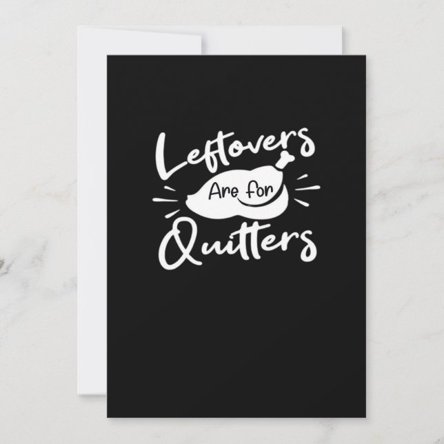 Leftovers Are For Quitters Cute V-Neck Holiday Card (Front)