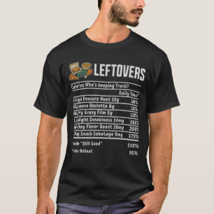 Leftovers Thanksgiving Recipe Nutrition Facts T-Shirt