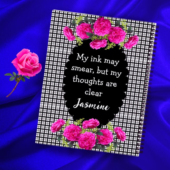 Lefty Girl Gingham Notebook – Funny Floral + Name (Creator Uploaded)