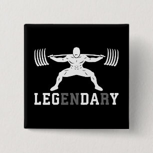 Leg Day - Legendary - Squat - Gym Inspirational 15 Cm Square Badge