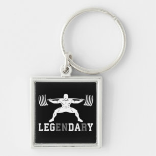 Leg Day - Legendary - Squat - Gym Inspirational Key Ring