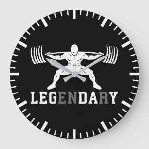 Leg Day - Legendary - Squat - Gym Inspirational Large Clock