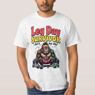 Leg Day Survivor Exhausted Gorilla Gym T-Shirt