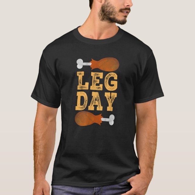 Leg Day Thanksgiving Costume Gym Pilgrim Happy Tur T-Shirt (Front)
