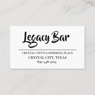 LEGACY BAR BUSINESS CARDS