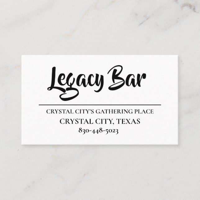 LEGACY BAR BUSINESS CARDS (Front)