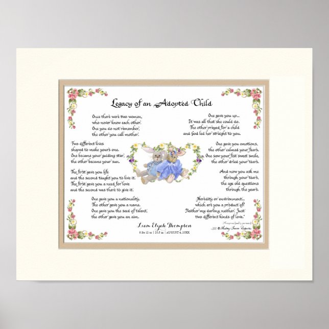 Legacy of an Adopted Child Hand Calligraphy Pink Poster (Front)