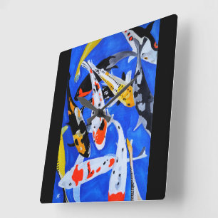 Legacy of the Japanese Koi Painting by Alfred Fox Square Wall Clock