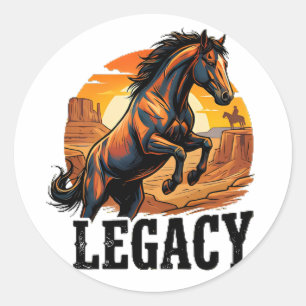 Legacy Wild Horse Hoodie – Western Canyon Sunset Classic Round Sticker