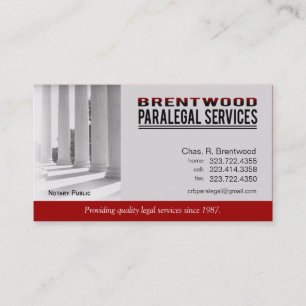 Legal1 Paralegal Law Office Services Notary Public Business Card