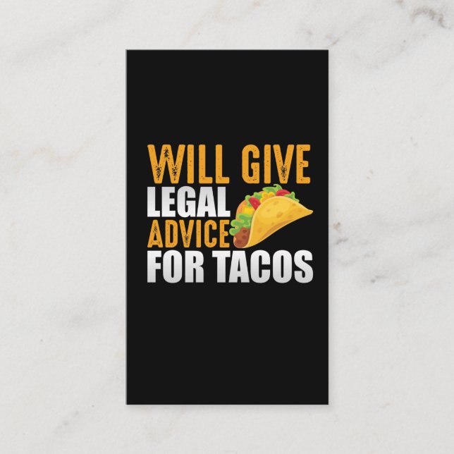 Legal Advice for Tacos Mexican Lawyer Food Lover Business Card (Front)