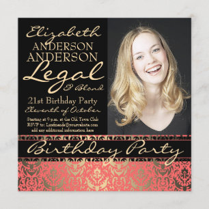 Legal and Blonde Elegant and Funny Birthday Party Invitation