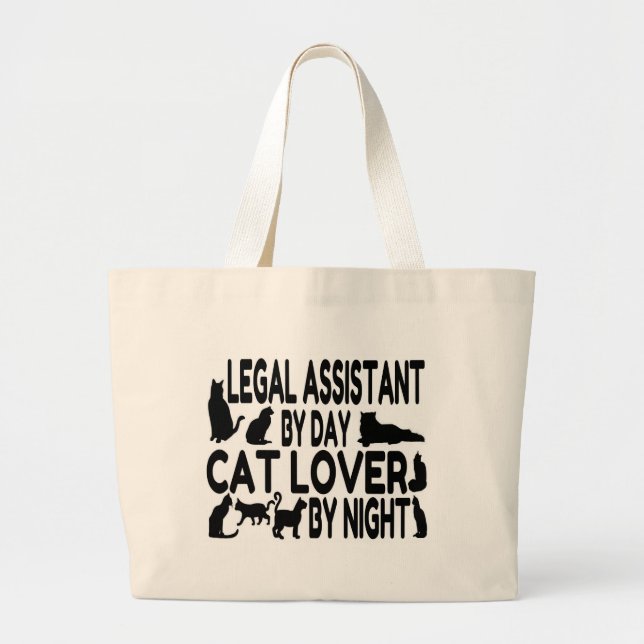 Legal Assistant Cat Lover Large Tote Bag (Front)