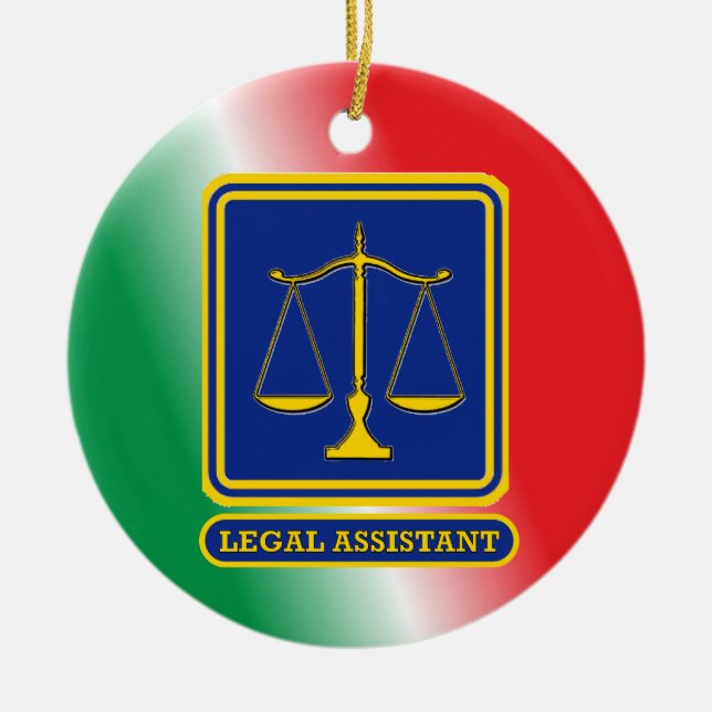 Legal Assistant Shield Custom Ceramic Tree Decoration (Front)