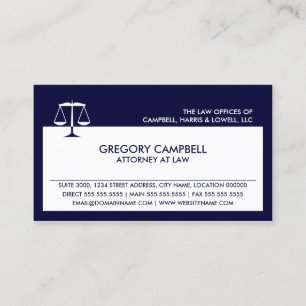 Legal Attorney Navy Blue Business Card