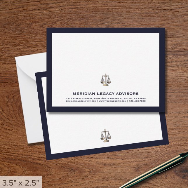 Legal Justice Scale Logo Business Note Card (Creator Uploaded)