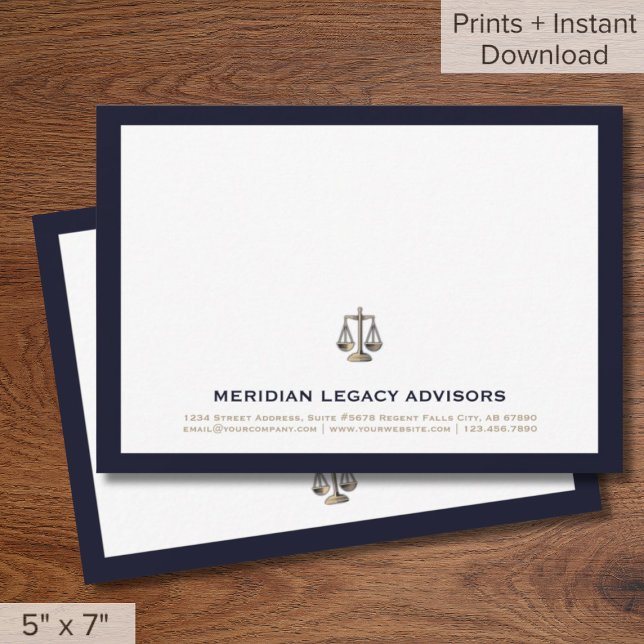 Legal Justice Scale Logo Business Note Cards (Creator Uploaded)