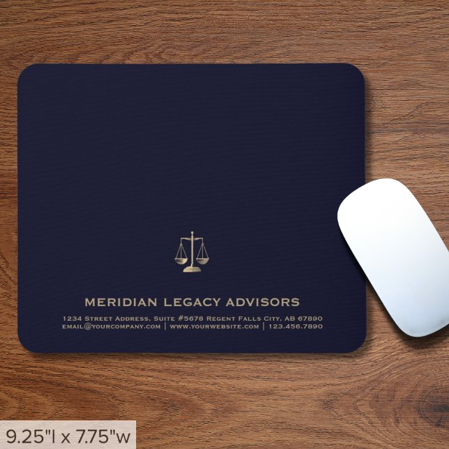 Legal Justice Scale Navy Blue and Gold Mousepad (Creator Uploaded)