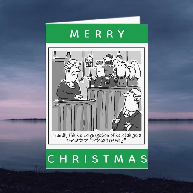 Legal Lawyers Funny Courtroom Cartoon Christmas Card (Creator Uploaded)