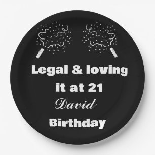 Legal & Loving It at 21 Black&White 21st Birthday  Paper Plate