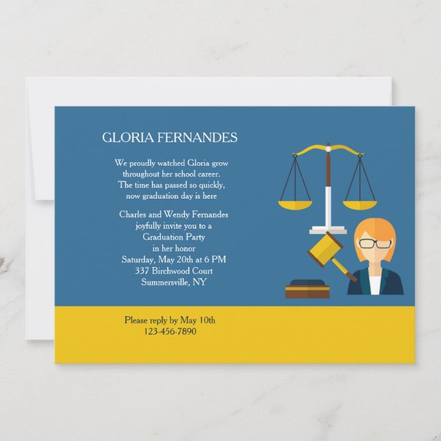 Legal Matters Female Graduation Invitation (Front)