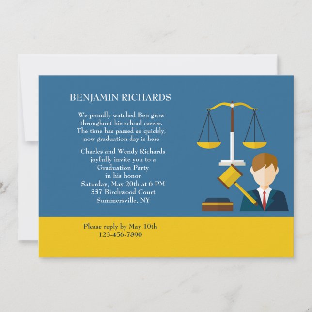 Legal Matters Male Graduation Invitation (Front)