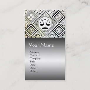 LEGAL OFFICE,ATTORNEY DAMASK Black Silver Platinum Business Card