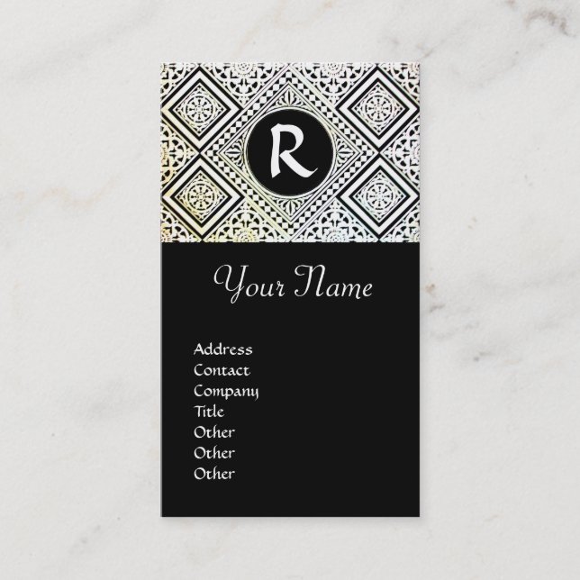LEGAL OFFICE, ATTORNEY DAMASK Monogram Business Card (Front)
