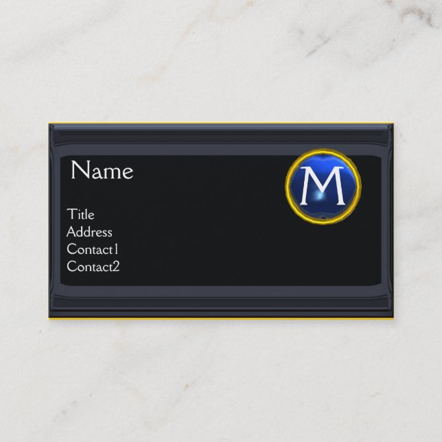 LEGAL OFFICE,ATTORNEY Monogram black blue sapphire Business Card (Front)