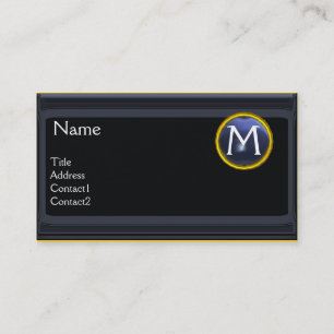 LEGAL OFFICE,ATTORNEY Monogram black blue topaz Business Card