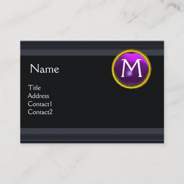 LEGAL OFFICE,ATTORNEY Monogram black purple Business Card (Front)