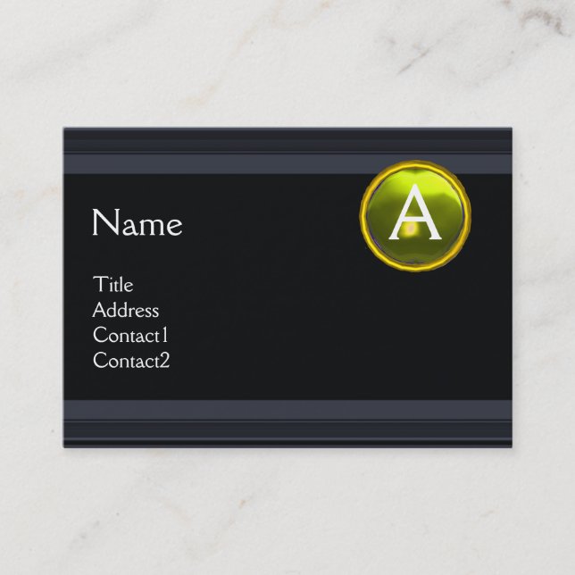 LEGAL OFFICE,ATTORNEY Monogram black yellow topaz Business Card (Front)