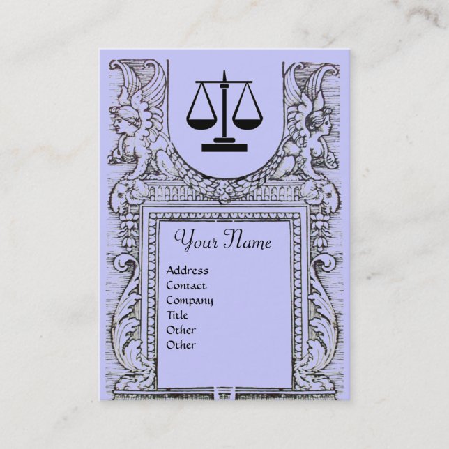 LEGAL OFFICE, ATTORNEY Monogram ,blue Business Card (Front)