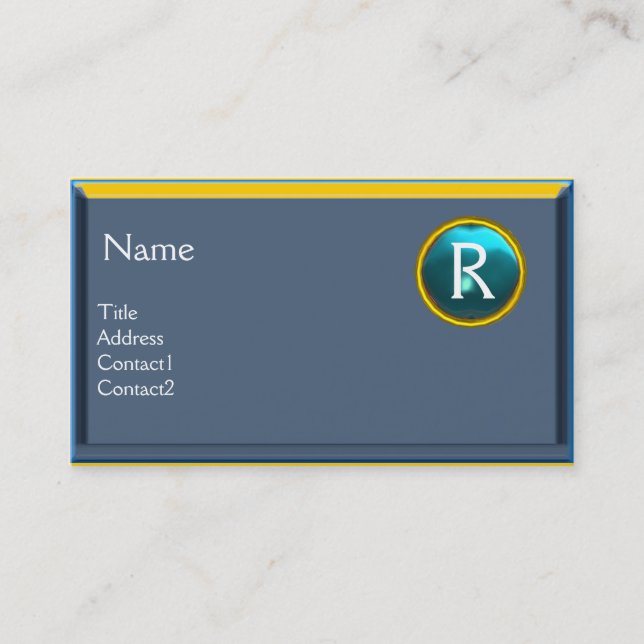 LEGAL OFFICE, ATTORNEY Monogram blue sapphire Business Card (Front)