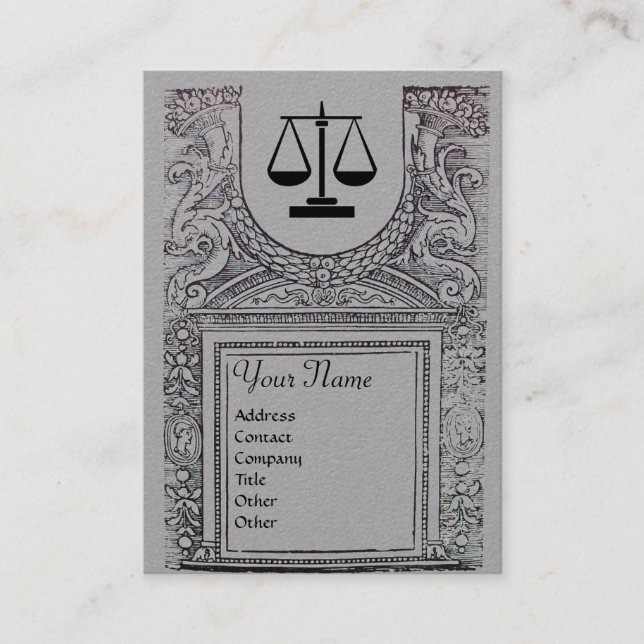 LEGAL OFFICE,ATTORNEY Monogram Grey Paper Business Card (Front)