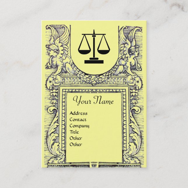 LEGAL OFFICE, ATTORNEY Monogram,yellow Business Card (Front)