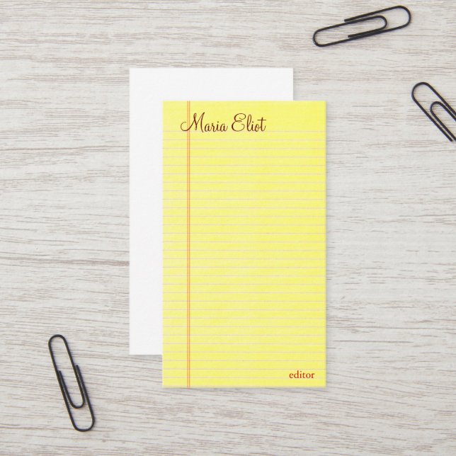 Legal Pad Business Card (Front/Back In Situ)