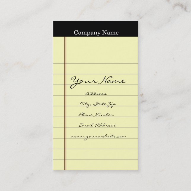 Legal Pad Business Cards (Front)