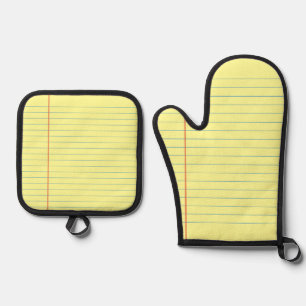 Legal Pad Pattern Oven Mitt & Pot Holder Set