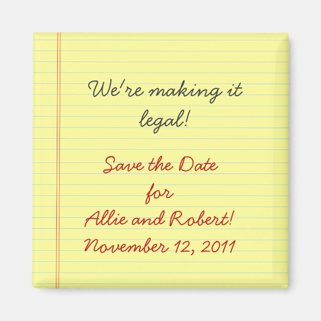 Legal Pad Save the Date Magnet (Front)