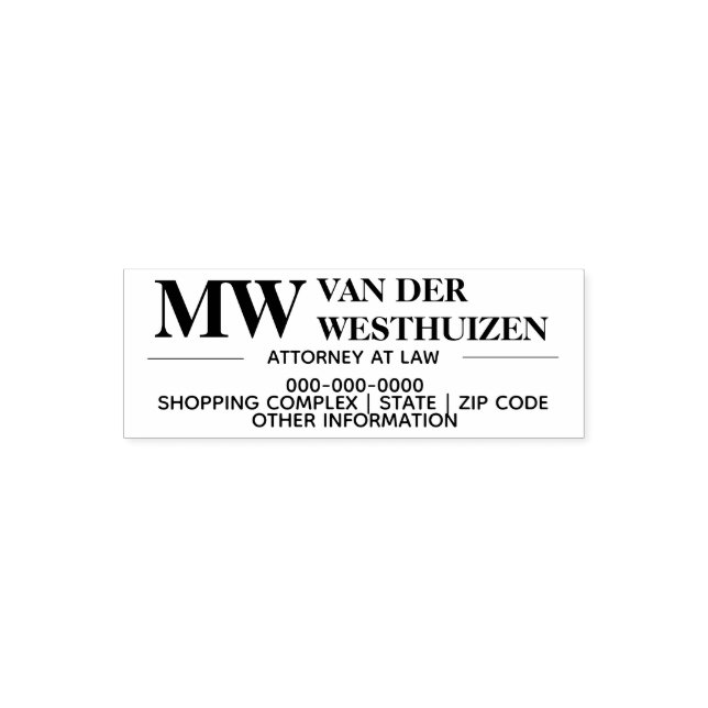 Legal profession monogram attorney address small self-inking stamp (Design)