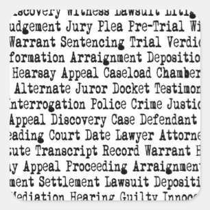 Legal Words Terminology  Square Sticker