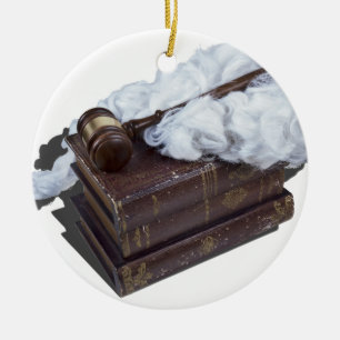 LegalBooksJudgeWigGavel042113.png Ceramic Tree Decoration