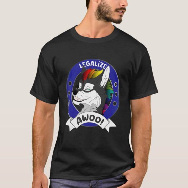 Legalise Awoo Gay Pride Furry Fandom Fursuiting Co T-Shirt (Front)