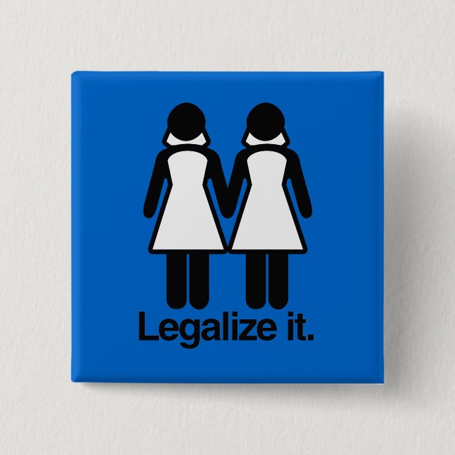 LEGALIZE LESBIAN WEDDINGS 15 CM SQUARE BADGE (Front)