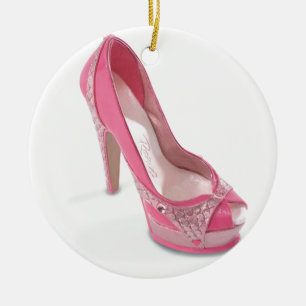 legally pink shoes ceramic tree decoration